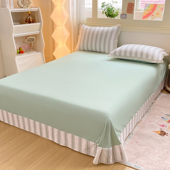 91家纺网 家纺一手货源 找家纺 大麦家纺 25年新款高克重印花水洗棉花边四件套 简希线条