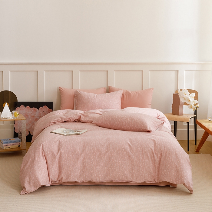 91家纺网 家纺一手货源 找家纺 爱思佳 2025新款加厚全棉磨毛单品套件系列-单被套 一生所爱-粉