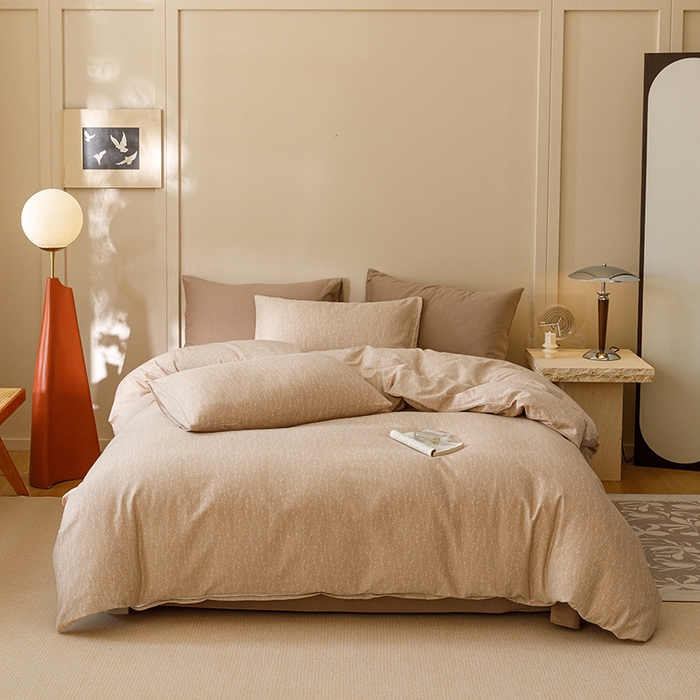 91家纺网 家纺一手货源 找家纺 爱思佳 2025新款加厚全棉磨毛单品套件系列-单被套 一生所爱-咖