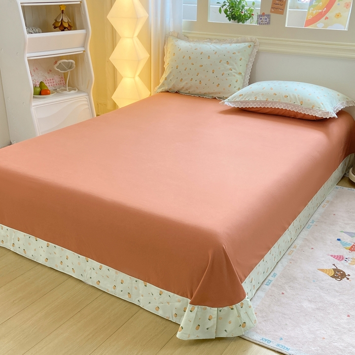 91家纺网 家纺一手货源 找家纺 大麦家纺 25年新款高克重印花水洗棉花边四件套 清新菠萝