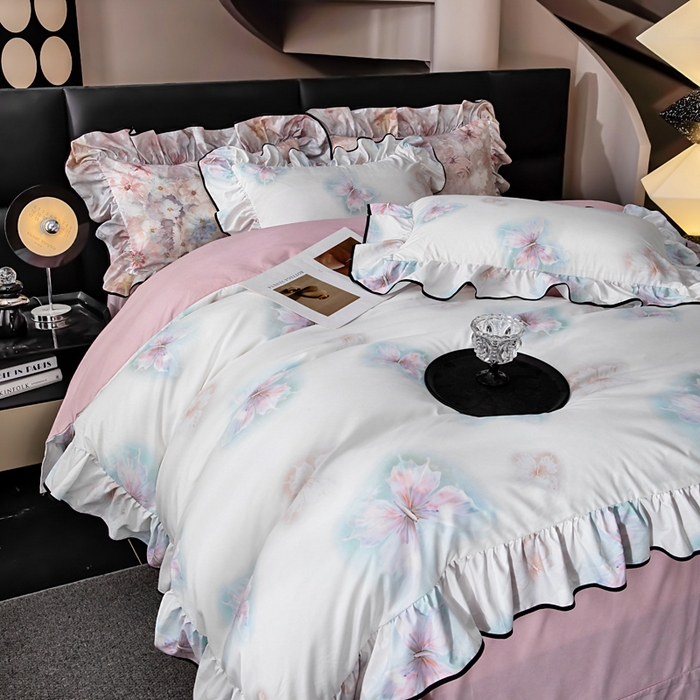 91家纺网 家纺一手货源 找家纺 找底底家纺 2025新款御锦棉印花四件套系列 蝶恋