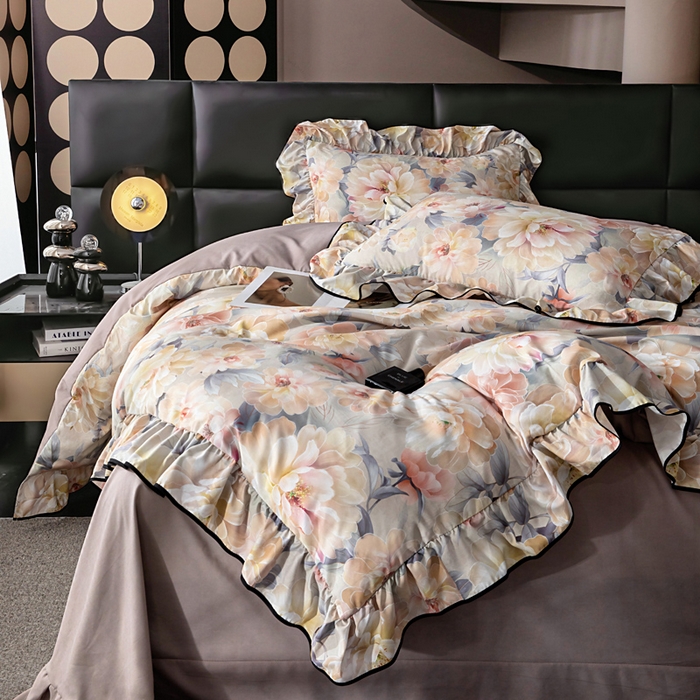 91家纺网 家纺一手货源 找家纺 找底底家纺 2025新款御锦棉印花四件套系列 繁花似锦