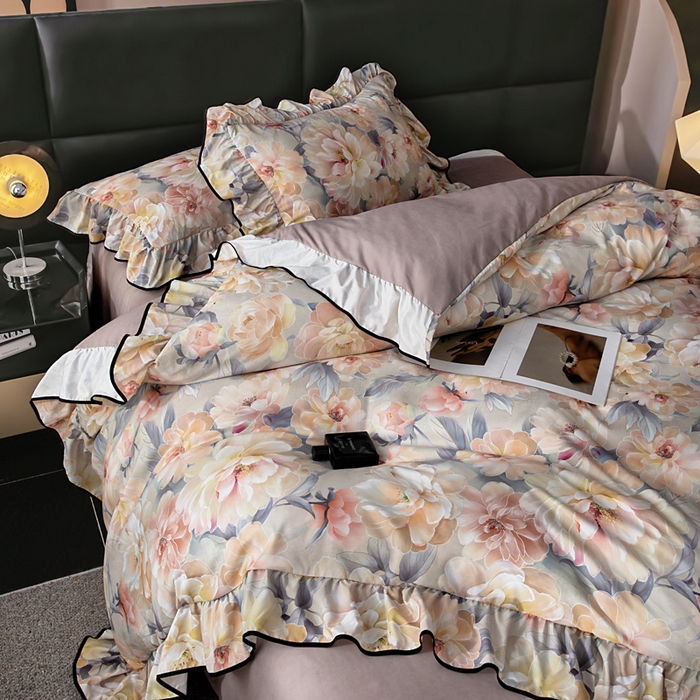 91家纺网 家纺一手货源 找家纺 找底底家纺 2025新款御锦棉印花四件套系列 繁花似锦