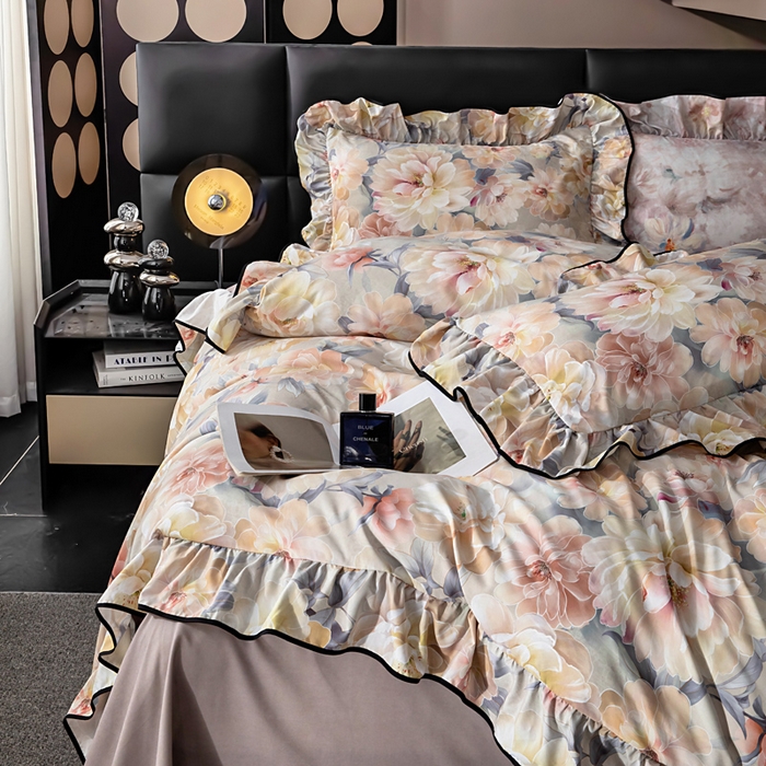 91家纺网 家纺一手货源 找家纺 找底底家纺 2025新款御锦棉印花四件套系列 繁花似锦