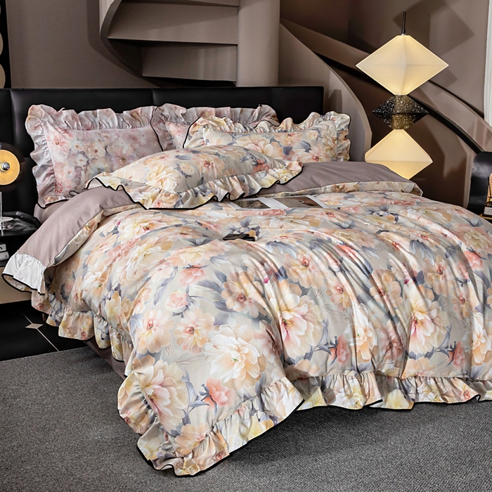 91家纺网 家纺一手货源 找家纺 找底底家纺 2025新款御锦棉印花四件套系列 繁花似锦