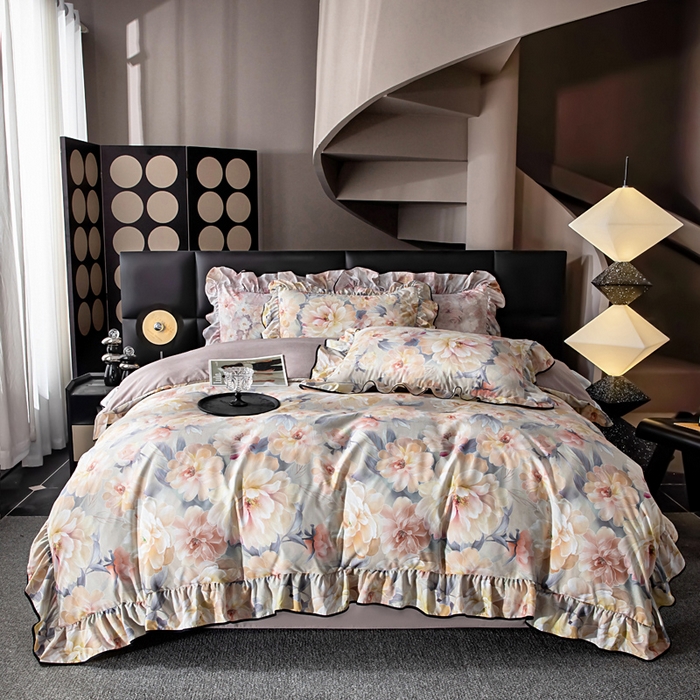 91家纺网 家纺一手货源 找家纺 找底底家纺 2025新款御锦棉印花四件套系列 繁花似锦