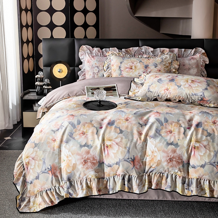 91家纺网 家纺一手货源 找家纺 找底底家纺 2025新款御锦棉印花四件套系列 繁花似锦