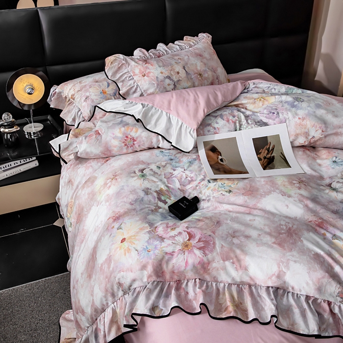 91家纺网 家纺一手货源 找家纺 找底底家纺 2025新款御锦棉印花四件套系列 芳香情丝