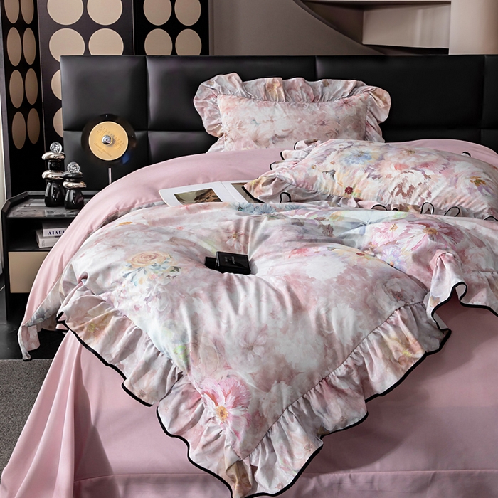 91家纺网 家纺一手货源 找家纺 找底底家纺 2025新款御锦棉印花四件套系列 芳香情丝