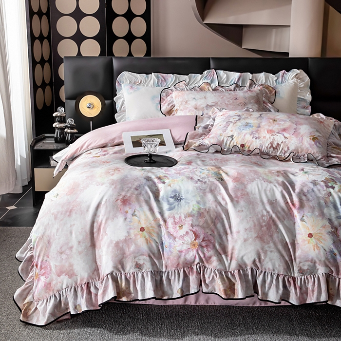 91家纺网 家纺一手货源 找家纺 找底底家纺 2025新款御锦棉印花四件套系列 芳香情丝