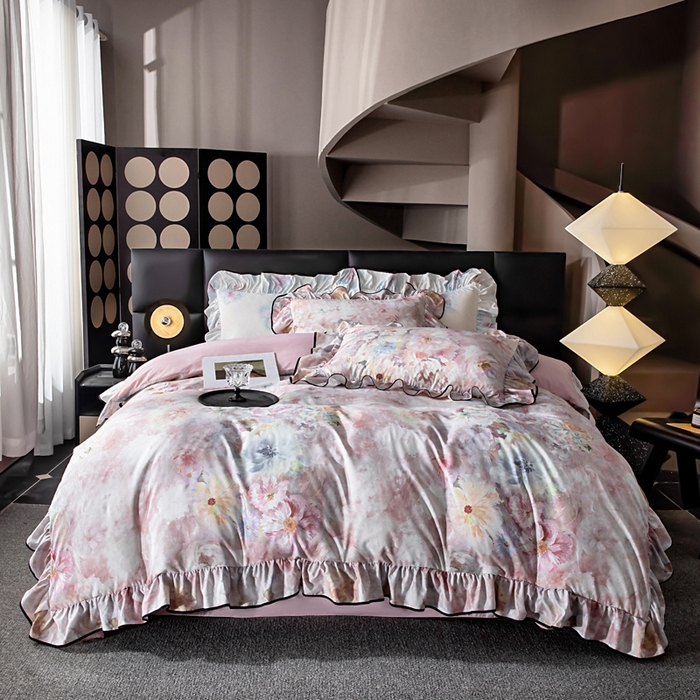 91家纺网 家纺一手货源 找家纺 找底底家纺 2025新款御锦棉印花四件套系列 芳香情丝