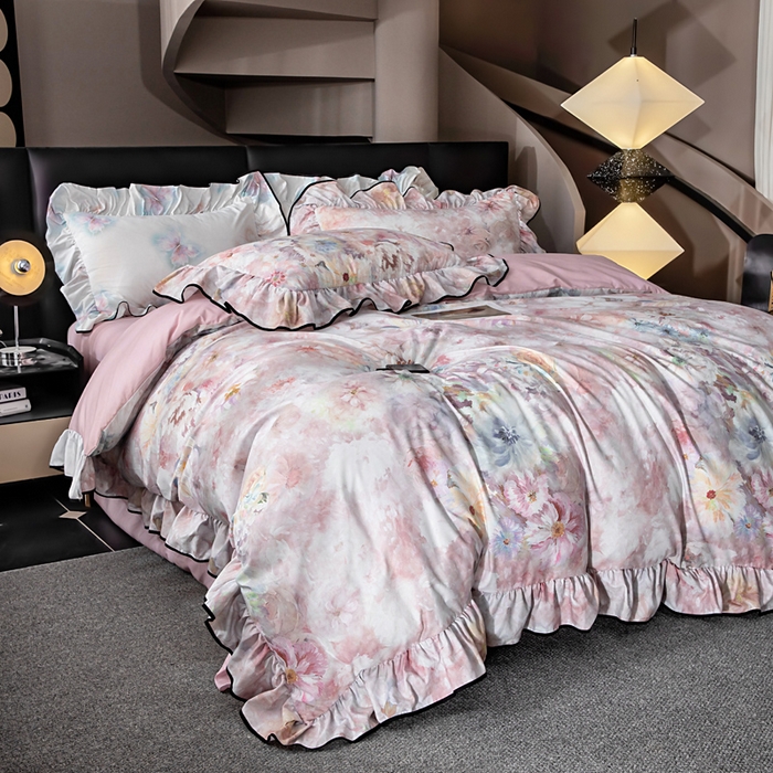 91家纺网 家纺一手货源 找家纺 找底底家纺 2025新款御锦棉印花四件套系列 芳香情丝