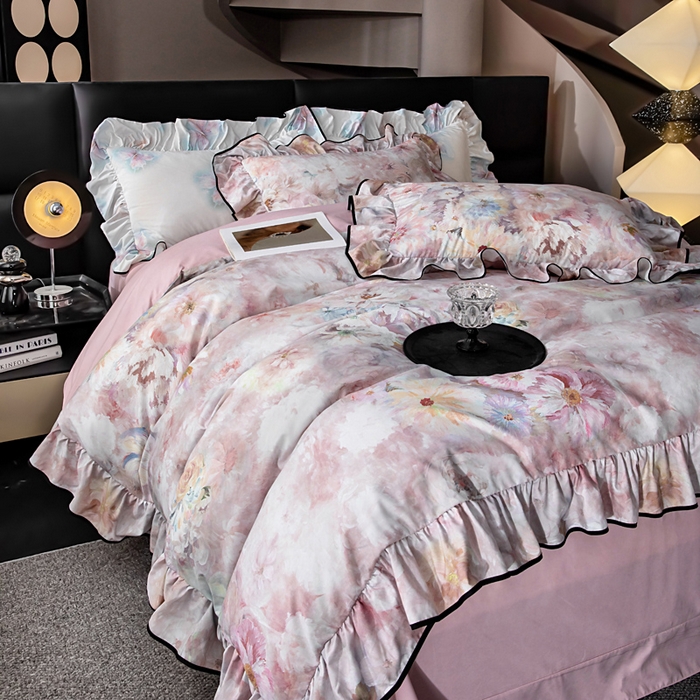 91家纺网 家纺一手货源 找家纺 找底底家纺 2025新款御锦棉印花四件套系列 芳香情丝