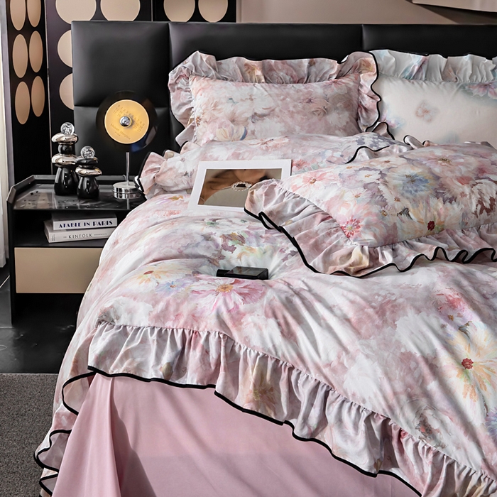 91家纺网 家纺一手货源 找家纺 找底底家纺 2025新款御锦棉印花四件套系列 芳香情丝