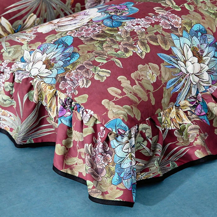 91家纺网 家纺一手货源 找家纺 找底底家纺 2025新款御锦棉印花四件套系列 芙朵