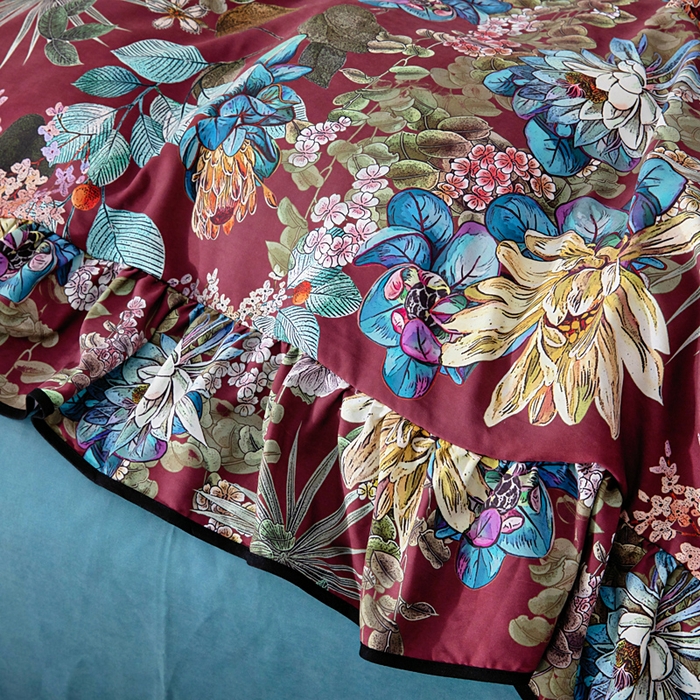 91家纺网 家纺一手货源 找家纺 找底底家纺 2025新款御锦棉印花四件套系列 芙朵