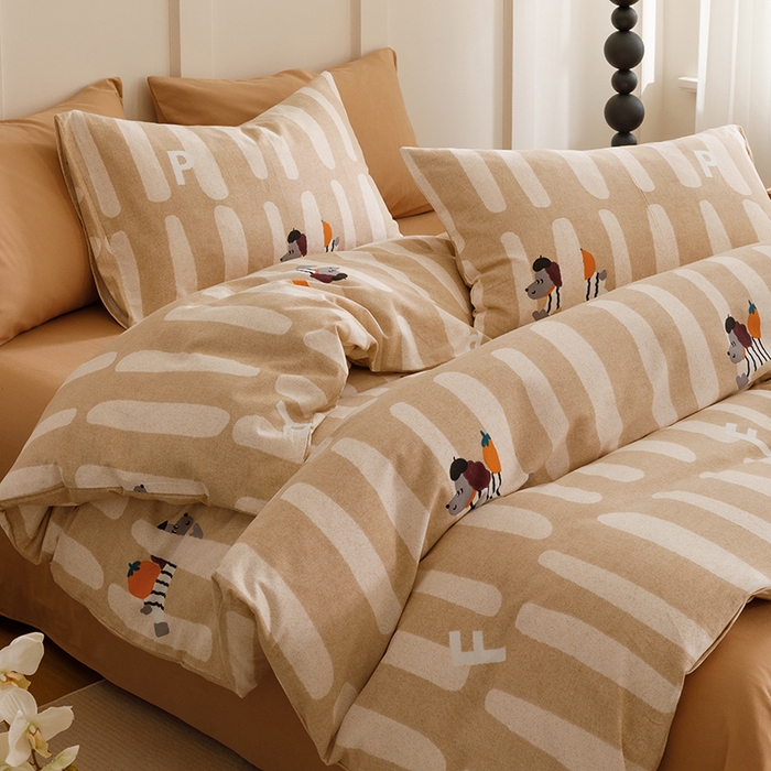 91家纺网 家纺一手货源 找家纺 爱思佳 2025新款加厚全棉磨毛单品套件系列-单被套 萌趣星仔