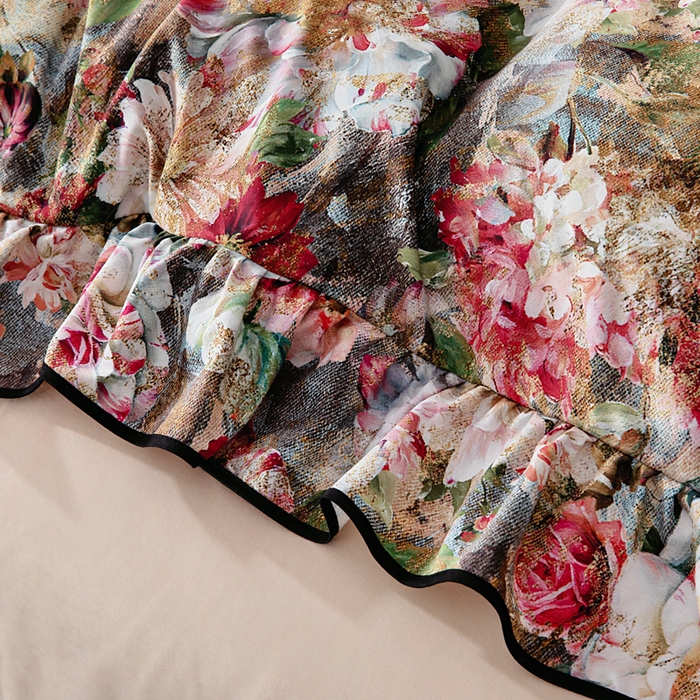 91家纺网 家纺一手货源 找家纺 找底底家纺 2025新款御锦棉印花四件套系列 复古花园