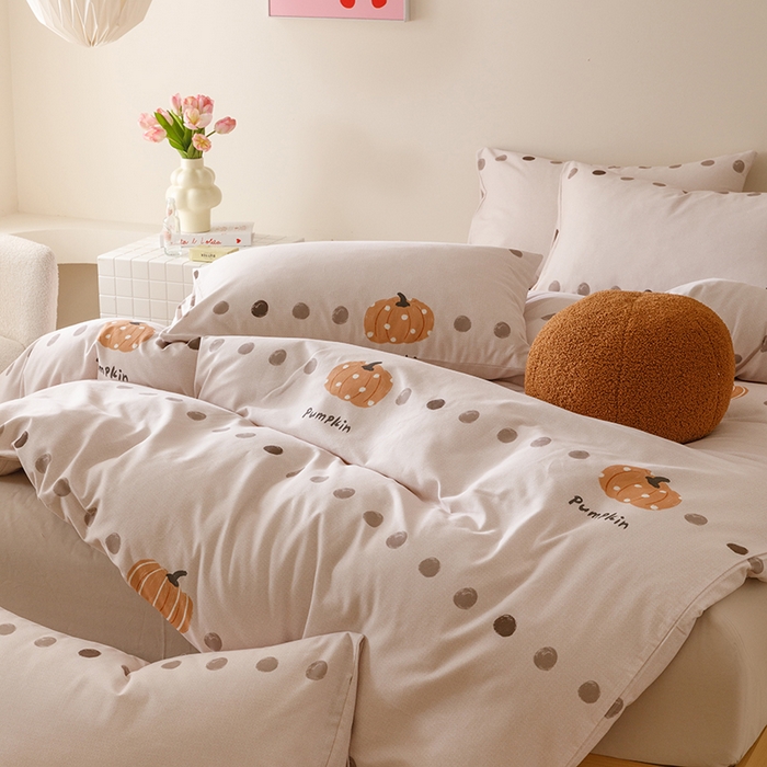 91家纺网 家纺一手货源 找家纺 爱思佳 2025新款加厚全棉磨毛单品套件系列-单被套 南瓜物语