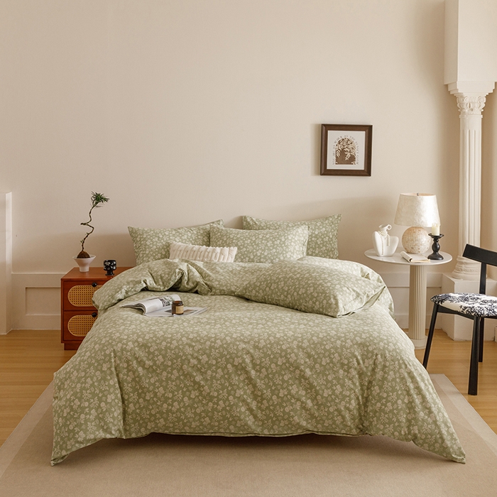 91家纺网 家纺一手货源 找家纺 爱思佳 2025新款加厚全棉磨毛单品套件系列-单被套 暖阳-绿