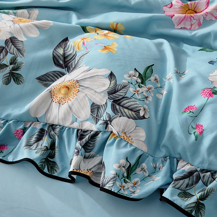 91家纺网 家纺一手货源 找家纺 找底底家纺 2025新款御锦棉印花四件套系列 花枝嫣然