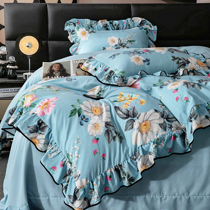 91家纺网 家纺一手货源 找家纺 找底底家纺 2025新款御锦棉印花四件套系列 花枝嫣然