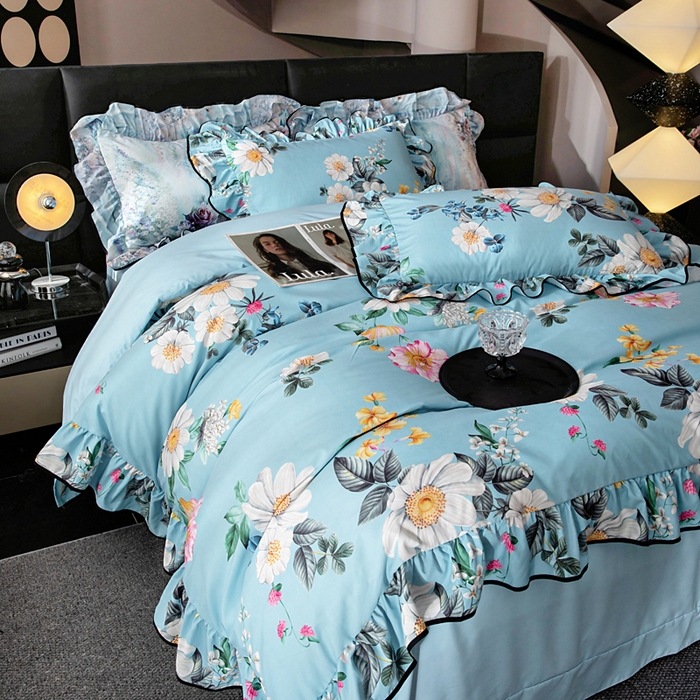 91家纺网 家纺一手货源 找家纺 找底底家纺 2025新款御锦棉印花四件套系列 花枝嫣然