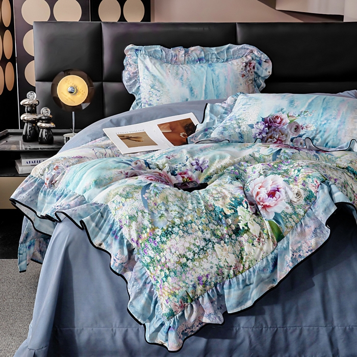 91家纺网 家纺一手货源 找家纺 找底底家纺 2025新款御锦棉印花四件套系列 空谷幽兰