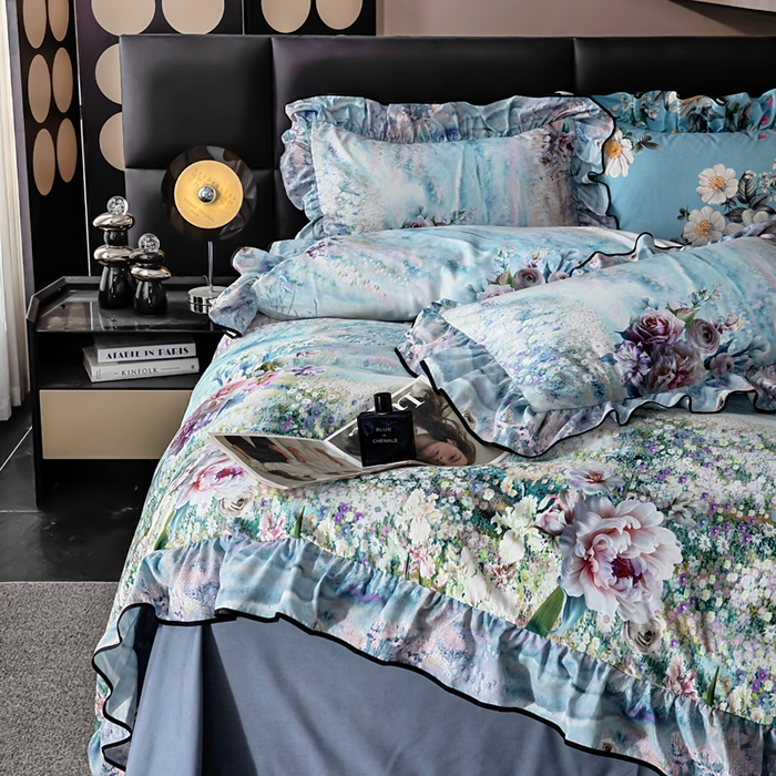 91家纺网 家纺一手货源 找家纺 找底底家纺 2025新款御锦棉印花四件套系列 空谷幽兰