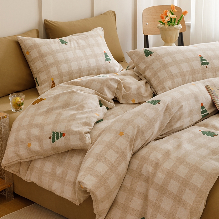 91家纺网 家纺一手货源 找家纺 爱思佳 2025新款加厚全棉磨毛单品套件系列-单被套 圣诞序曲