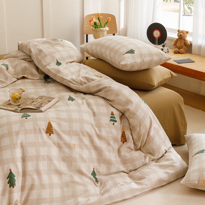 91家纺网 家纺一手货源 找家纺 爱思佳 2025新款加厚全棉磨毛单品套件系列-单被套 圣诞序曲