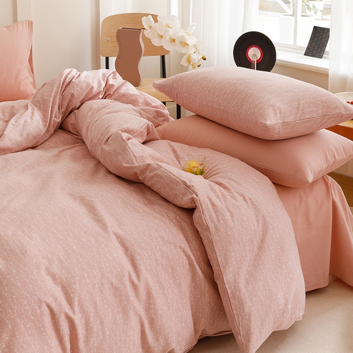 91家纺网 家纺一手货源 找家纺 爱思佳 2025新款加厚全棉磨毛单品套件系列-单被套 一生所爱-粉