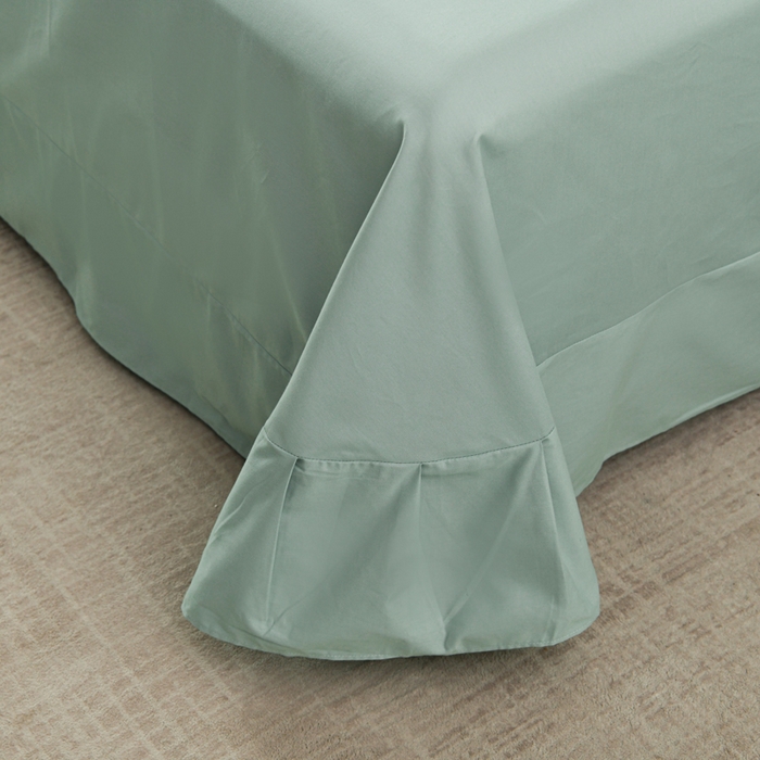 91家纺网 家纺一手货源 找家纺 U品汇 2025新品40S长绒棉加厚全棉纯棉陶瓷磨毛刺绣花四件套100%棉碳素磨毛 碧海蓝天-冰川绿