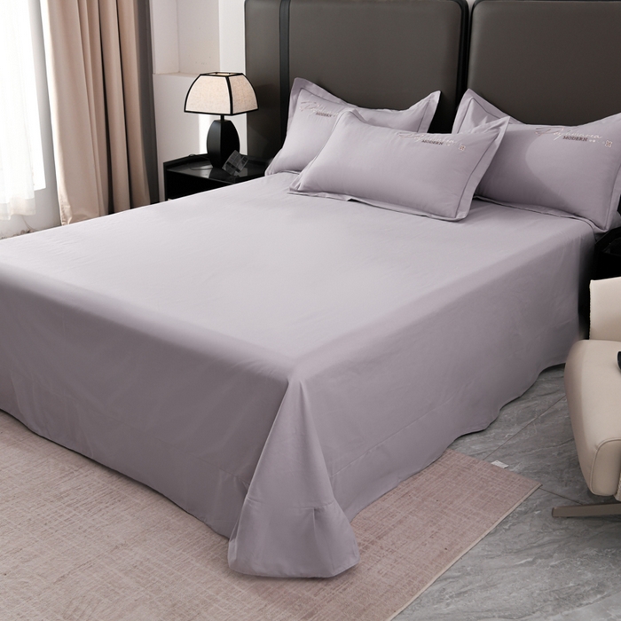 91家纺网 家纺一手货源 找家纺 U品汇 2025新品40S长绒棉加厚全棉纯棉陶瓷磨毛刺绣花四件套100%棉碳素磨毛 碧海蓝天-淡雅紫