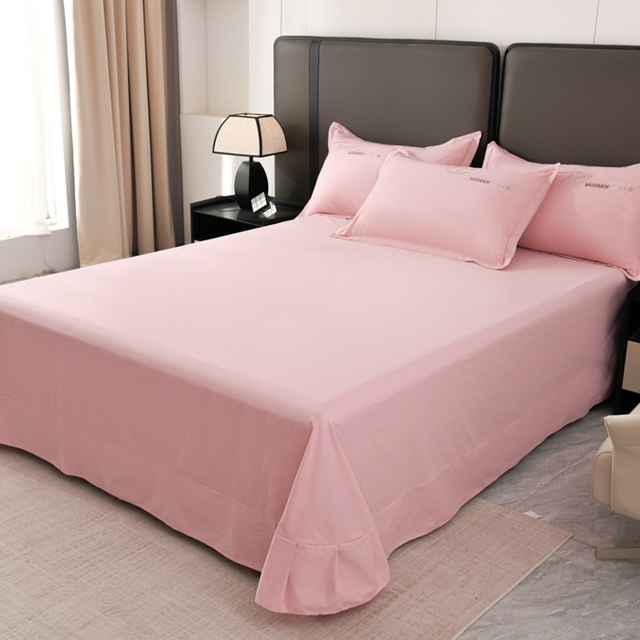 91家纺网 家纺一手货源 找家纺 U品汇 2025新品40S长绒棉加厚全棉纯棉陶瓷磨毛刺绣花四件套100%棉碳素磨毛 碧海蓝天-贵族粉