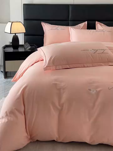 91家纺网 家纺一手货源 找家纺 U品汇 2025新品40S长绒棉加厚全棉纯棉陶瓷磨毛刺绣花四件套100%棉碳素磨毛 碧海蓝天-玲珑玉