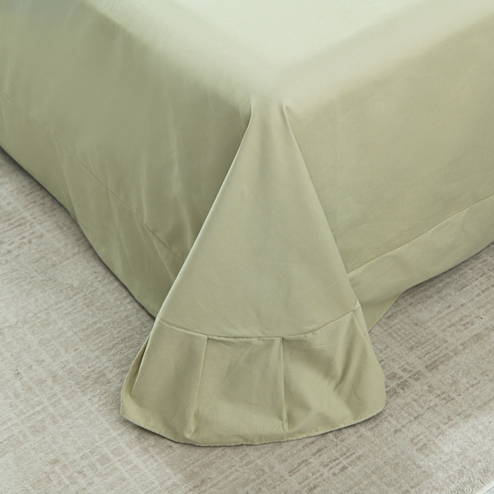 91家纺网 家纺一手货源 找家纺 U品汇 2025新品40S长绒棉加厚全棉纯棉陶瓷磨毛刺绣花四件套100%棉碳素磨毛 碧海蓝天-浅豆绿