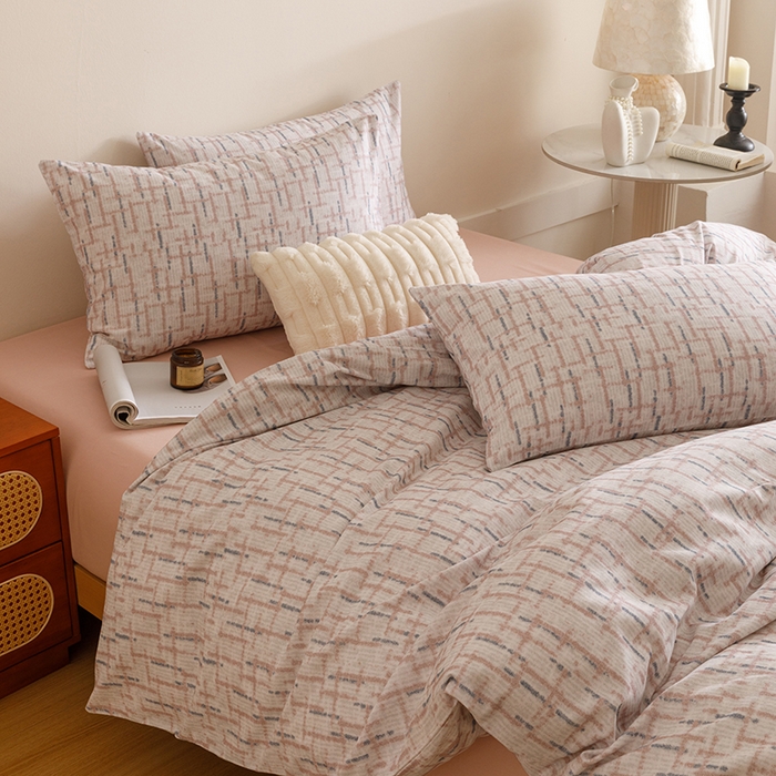 91家纺网 家纺一手货源 找家纺 爱思佳 2025新款加厚全棉磨毛单品套件系列-单被套 追影-豆沙