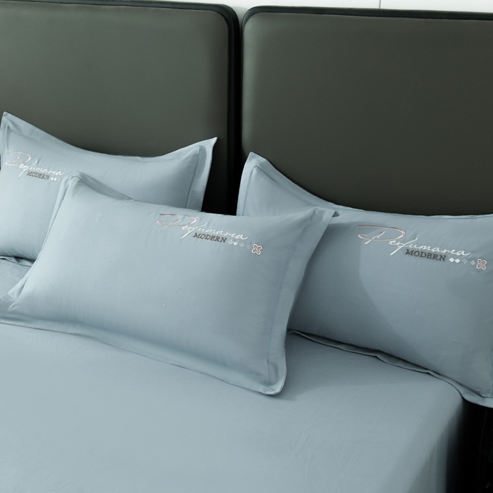 91家纺网 家纺一手货源 找家纺 U品汇 2025新品40S长绒棉加厚全棉纯棉陶瓷磨毛刺绣花四件套100%棉碳素磨毛 碧海蓝天-月光蓝