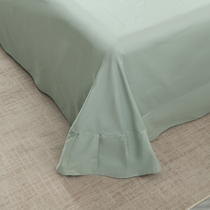 91家纺网 家纺一手货源 找家纺 U品汇 2025新品40S长绒棉加厚全棉纯棉陶瓷磨毛刺绣花四件套100%棉碳素磨毛 春漫-冰川绿