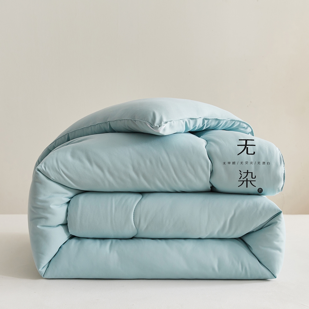瑞士卷 2025新款A(yù)類無(wú)染原棉滾繩款冬被被子被芯 滾繩款-海藍(lán)