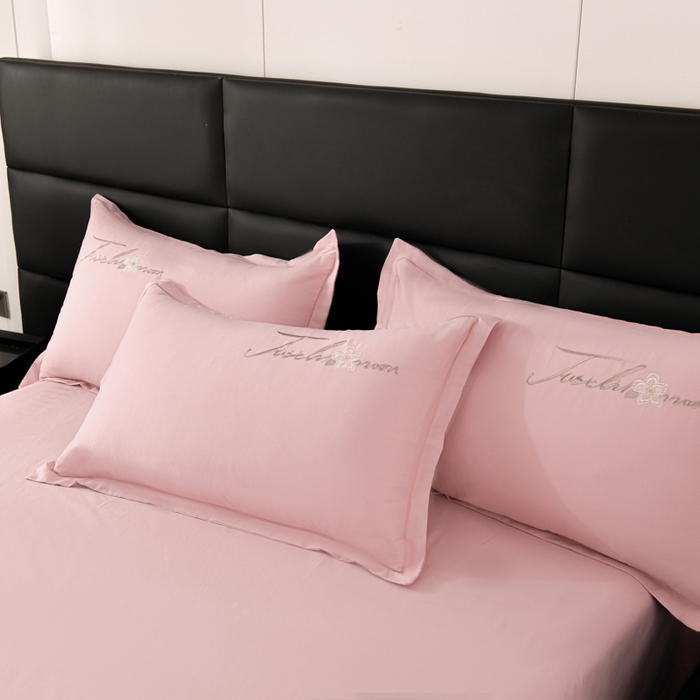 91家纺网 家纺一手货源 找家纺 U品汇 2025新品40S长绒棉加厚全棉纯棉陶瓷磨毛刺绣花四件套100%棉碳素磨毛 春漫-贵族粉