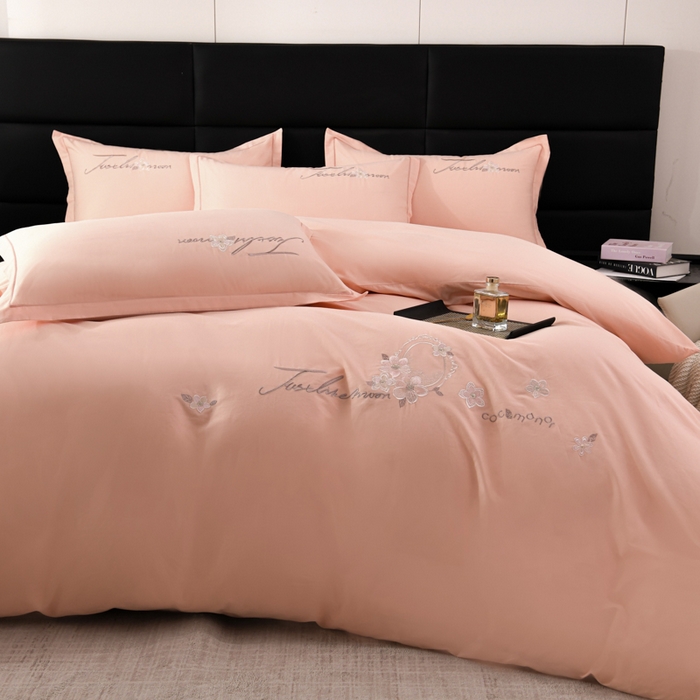 91家纺网 家纺一手货源 找家纺 U品汇 2025新品40S长绒棉加厚全棉纯棉陶瓷磨毛刺绣花四件套100%棉碳素磨毛 春漫-玲珑玉