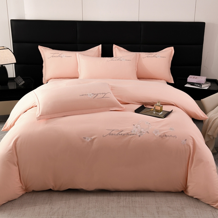 91家纺网 家纺一手货源 找家纺 U品汇 2025新品40S长绒棉加厚全棉纯棉陶瓷磨毛刺绣花四件套100%棉碳素磨毛 春漫-玲珑玉