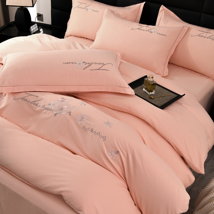 91家纺网 家纺一手货源 找家纺 U品汇 2025新品40S长绒棉加厚全棉纯棉陶瓷磨毛刺绣花四件套100%棉碳素磨毛 春漫-玲珑玉