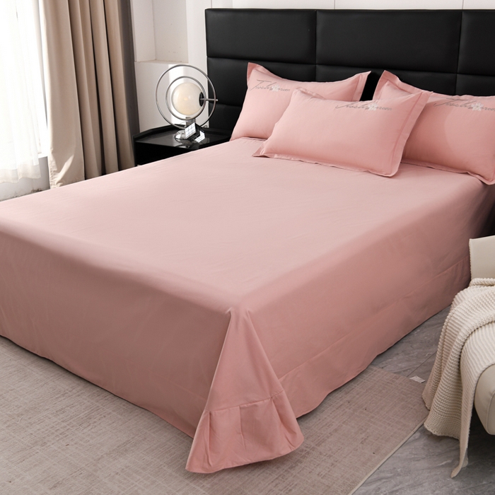 91家纺网 家纺一手货源 找家纺 U品汇 2025新品40S长绒棉加厚全棉纯棉陶瓷磨毛刺绣花四件套100%棉碳素磨毛 春漫-西柚色