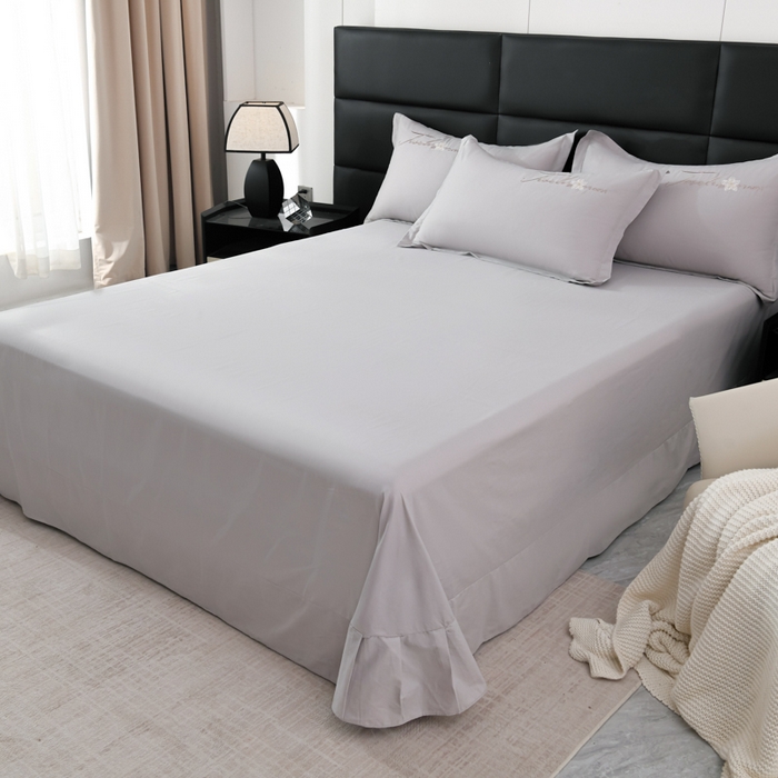 91家纺网 家纺一手货源 找家纺 U品汇 2025新品40S长绒棉加厚全棉纯棉陶瓷磨毛刺绣花四件套100%棉碳素磨毛 春漫-银灰