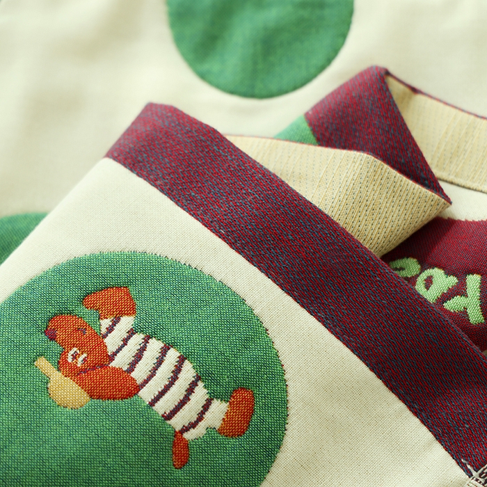 91家纺网 家纺一手货源 找家纺 朴尔家纺-毛巾被2025新款全棉加厚八层纱布大版花萌宠絮花系列枕巾 圈圈狗52*78一对