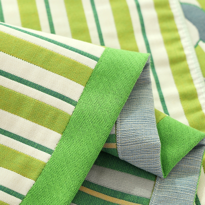 91家纺网 家纺一手货源 找家纺 朴尔家纺-毛巾被2025新款全棉加厚八层纱布大版花萌宠絮花系列枕巾 条纹狗狗52*78一对