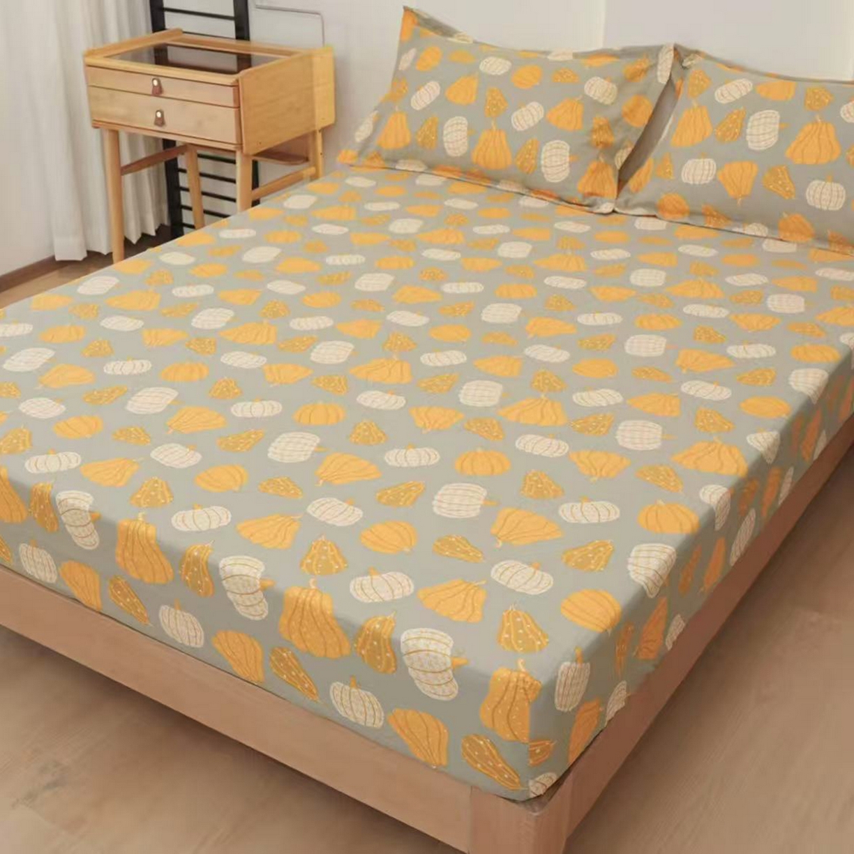 禧多家纺 2025新款双层纱床笠三件套 金瓜纳福